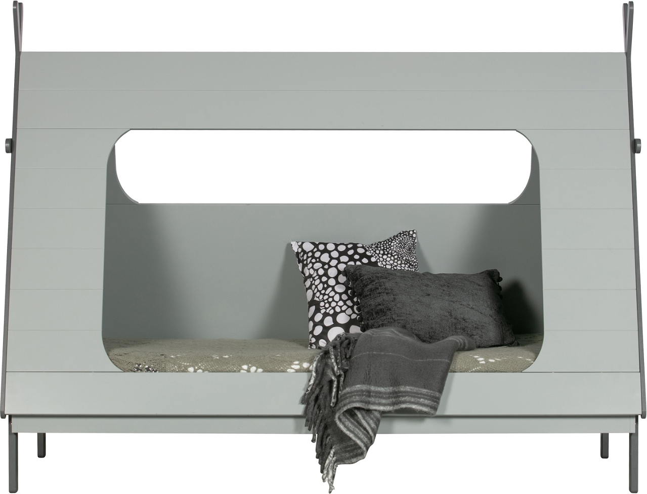 Juniorseng Woood Tipi Betongrå   Fyrretræ Mdf   Børneseng Med Tipidesign