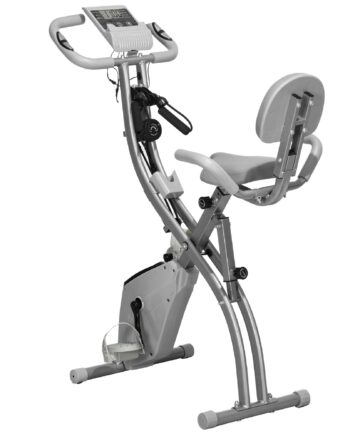 -bike  - -  Motionscykel Med Lcd-skærm  Pulsmåler  Foldbar Motionscykel Med   Niveauer Af Magnetisk Modstand    Par Spændereb  Stålgrå 105   48   118 Cm
