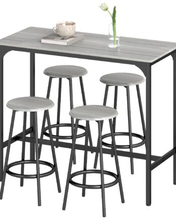 -delt Barsæt Med Bord Og   Skamler  Industrielt Design  Kompakt  Rustikt