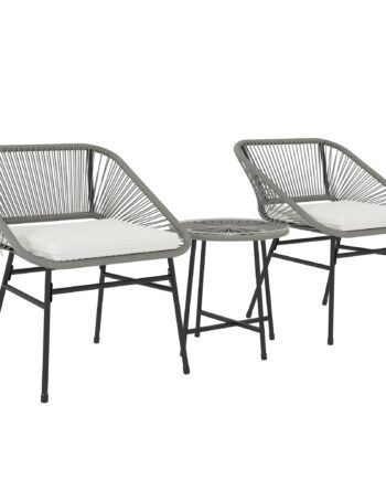 -delt Havemøbelsæt    Bord    Stole  Rottingvævning  Stålstel  Sofabord Med Glasplade  Mørkegrå