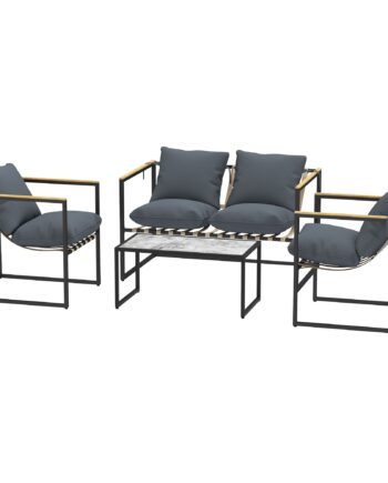 -delt Havemøbelsæt  Udendørsmøbelsæt    Lænestole   -personers Sofa    Bord  Polstret  Stål  Polyester  Grå