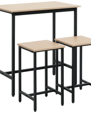 -delt Industrielt Barbordsæt    Bord    Skamler  Sort   Natur