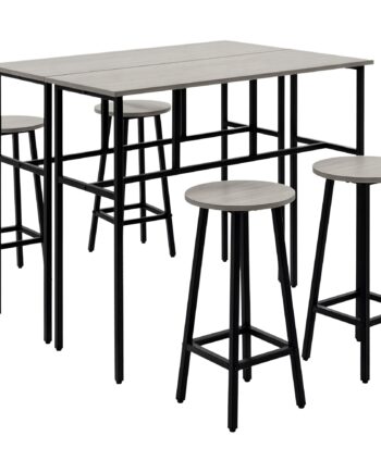 -delt Industrielt Barbordsæt Med   Borde Og   Barstole  Grå Og Sort