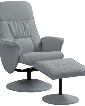 -delt Lænestolsæt Med Fodskammel  Lænestol Med Fodskammel  Højdejusterbar  Lænestol Med Ryglæn  Lysegrå