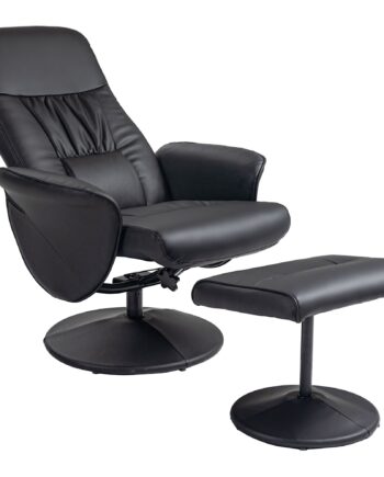 -delt Lænestolsæt Med Fodskammel  Lænestol Med Fodskammel  Højdejusterbar  Lænestol Med Ryglæn  Sort