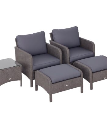 -delt Polyrattan Havemøbelsæt Siddegruppe Havemøbelsæt Sofasæt Lounge Med Hynder Mørkegrå     Lænestole     Sofabord     Skamler
