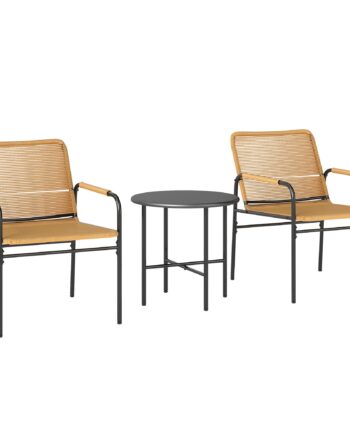 -delt Rattan Bistrosæt  Siddegruppe  Havemøbler Med   Havestole  Sofabord 54   66   76 Cm  Gul