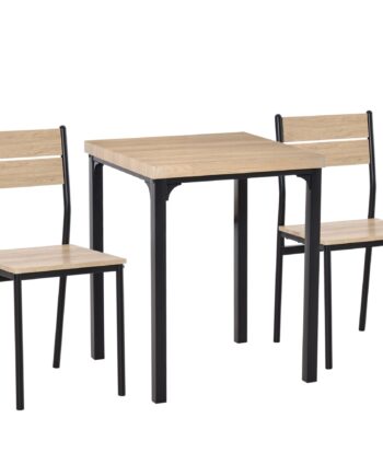 -delt Spisebord Køkkenbord Med Stole Sæt Naturtræ   Sort Med   Bord     Stole