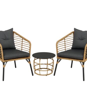 -delt Vejrbestandigt Bistrosæt Med   Sidebord Og   Stole  62 Cm   65 Cm   78 Cm  Sand Og Mørkegrå