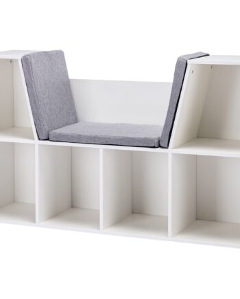 - -  Børnehylde   Bænk Inkl  Hynde 103 Cm    30 Cm    62 Cm Hvid   Grå
