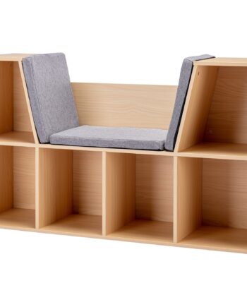 - -  Børnehylde   Bænk Inkl  Hynde 103 Cm    30 Cm    62 Cm Hvid   Grå