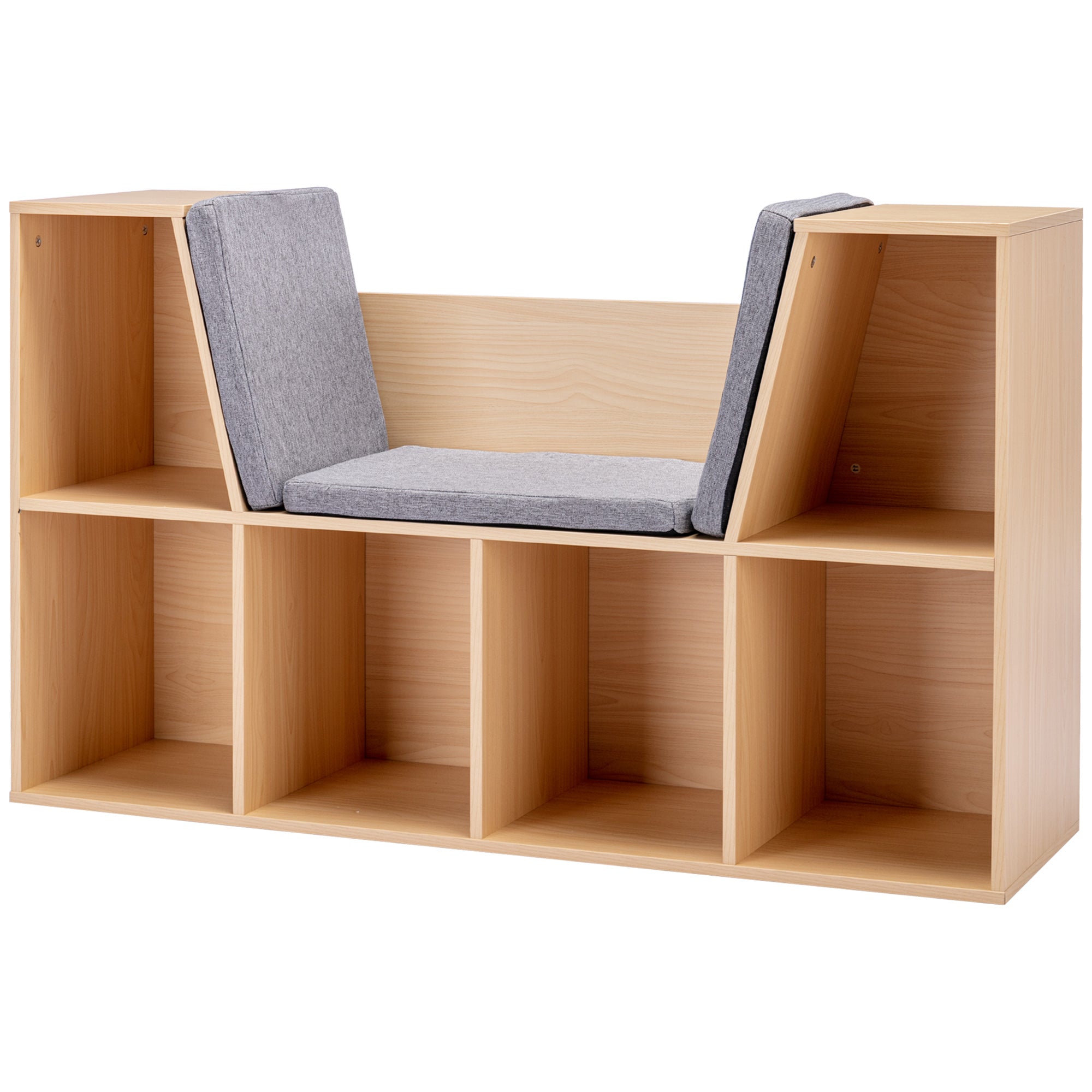 - - Børnehylde Bænk Inkl Hynde 103 Cm 30 Cm 62 Cm Hvid Grå