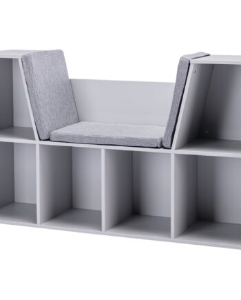 - -  Børnehylde   Bænk Inkl  Hynde 103 Cm    30 Cm    62 Cm Hvid   Grå