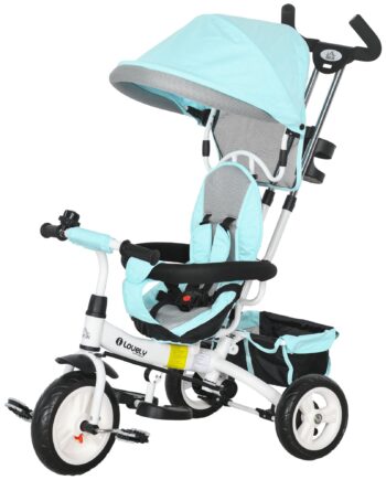 - -  Børnetrecykel Med Skubbehåndtag  Kaleche  Bælte  Opbevaringskurv  Til  -  år  Grøn