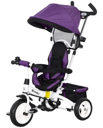 - -  Børnetrecykel Med Skubbehåndtag  Kaleche  Sele  Opbevaringskurv  Til  -  år  Blå