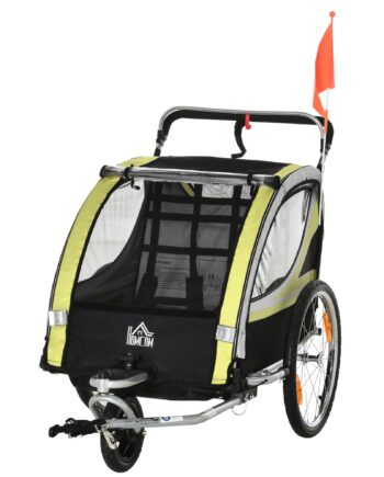 - -  Cykelanhænger Til   Børn  Skubbefunktion  Regnslag  Bremse  Gul