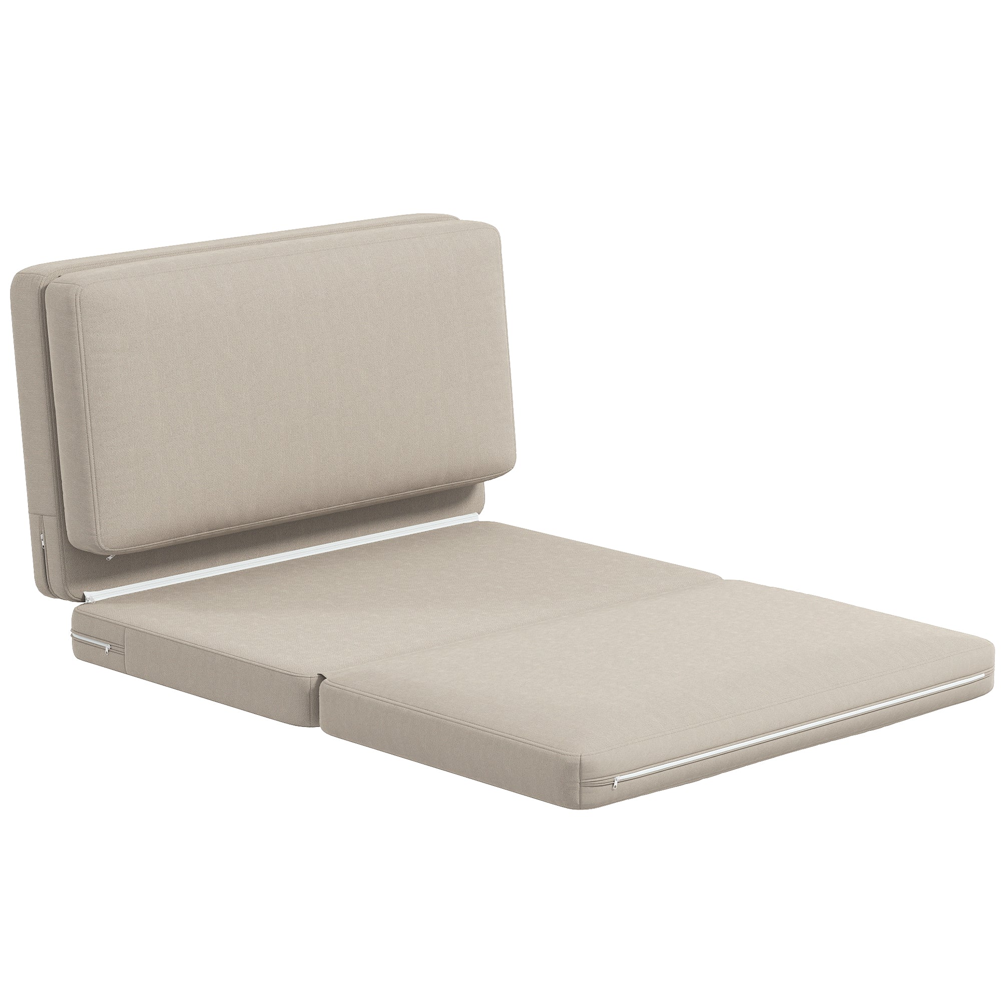 - - Foldbar Lænestol Med Gæstemadras Delbar 120 Cm Bred Beige