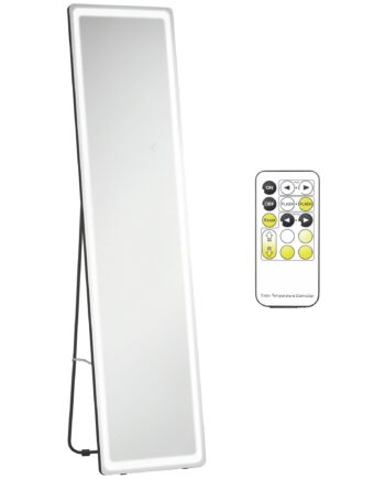 - -  Fritstående Spejl Med Led-lys  Aluminium  Justerbart Lys  40 Cm   37 Cm   157   Cm