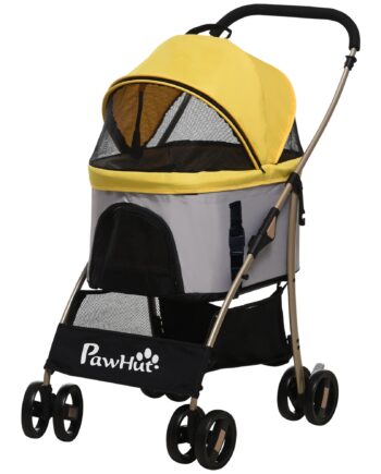- -  Hundevogn Hundevogn Op Til 10 Kg Sammenklappelig Bæretaske Bundkurv 82 Cm   49   Cm   98 Cm Gul