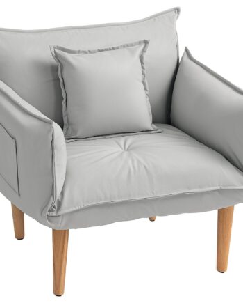 - -  Justerbar Lænestol  Gulvstol Med Hynde  Polstret Stol  Til Stue  Soveværelse  Lysegrå