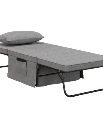- -  Klapseng  Gæsteseng  Højdejusterbar  Madras  Sidelommer  Metalramme  Grå  188   75   38 Cm
