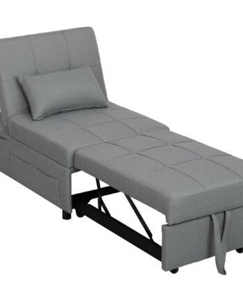 - -  Klapstol Med Sidelomme  Gæsteseng Med Pude  Justerbar Ryglæn  Sengestol Med Hjul  Lysegrå