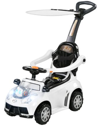 - -  Kørebil  Aftagelig Kaleche  Lys  Musik  Horn  Plastik Og Metal  96   39   90 Cm  Hvid Sort