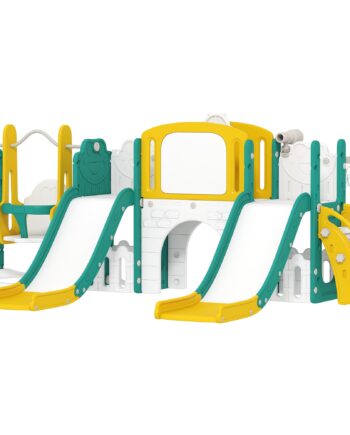 - -  Rutsjebane Og Gyngesæt Til Småbørn Med Basketballkurv  Teleskop  Tegnebræt  Frødesign  Gul Grøn