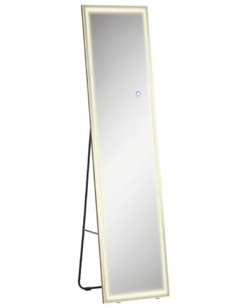 - -  Spejl   Fuld Længde Med Led-lys  Fritstående  Vægmonteret  Dæmpbar  40 Cm   37 Cm   156   Cm  Sølv