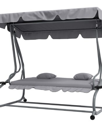 - -  Verandagynge Med Lænefunktion  Justerbart Tag  Op Til 340 Kg  Stål  200   120   164 Cm  Grå